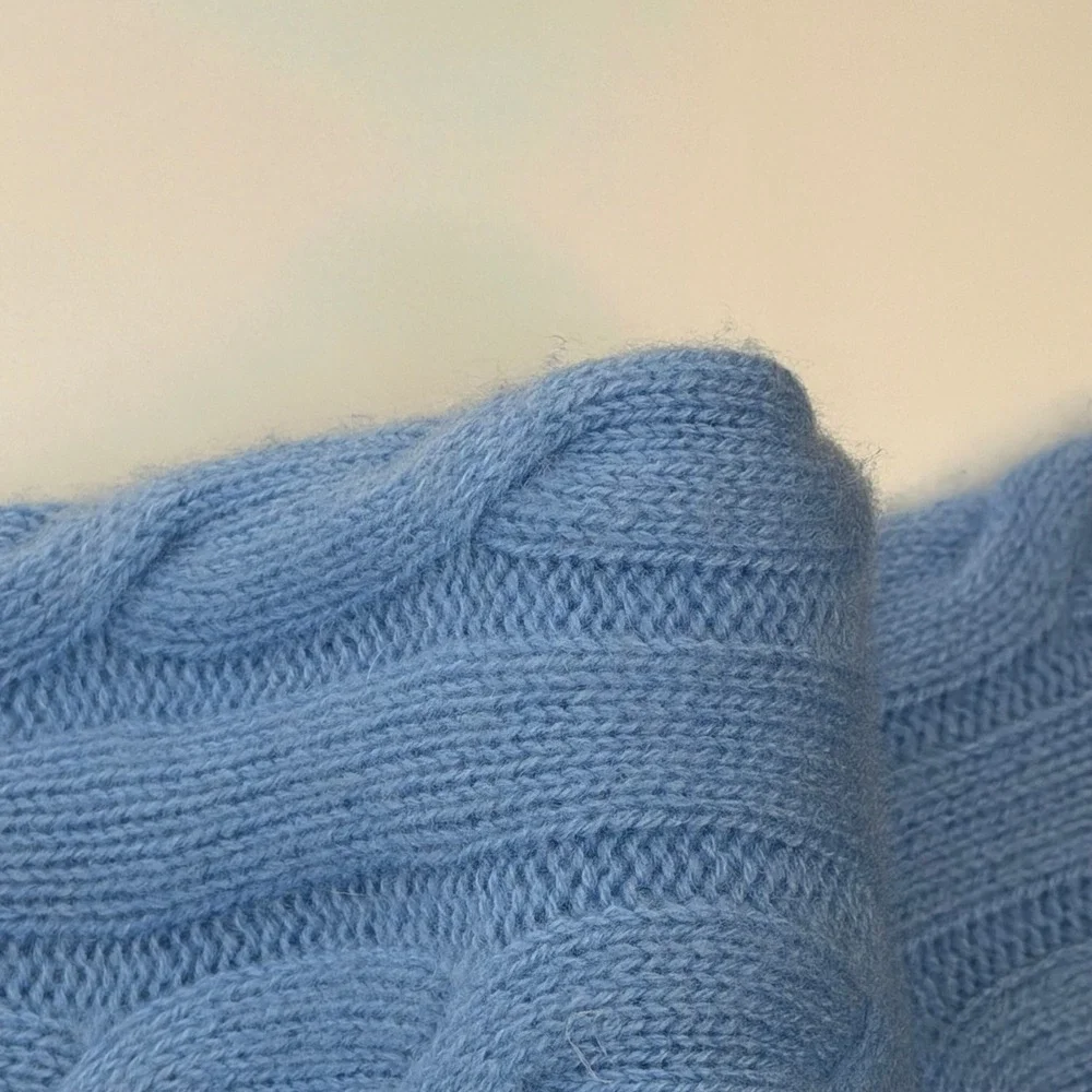 NWD Joie 100% Cashmere Cable Knit Crewneck Sweater Blue Womens Size Large Luxury